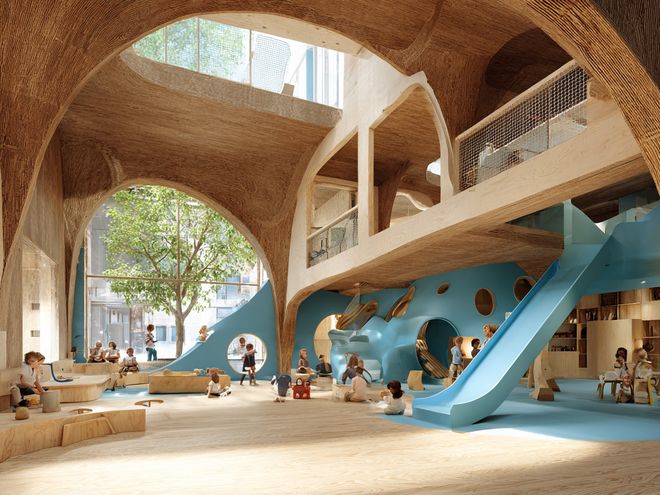 The central atrium and children's play area, artist impression